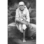 Black and white picture of Saibaba